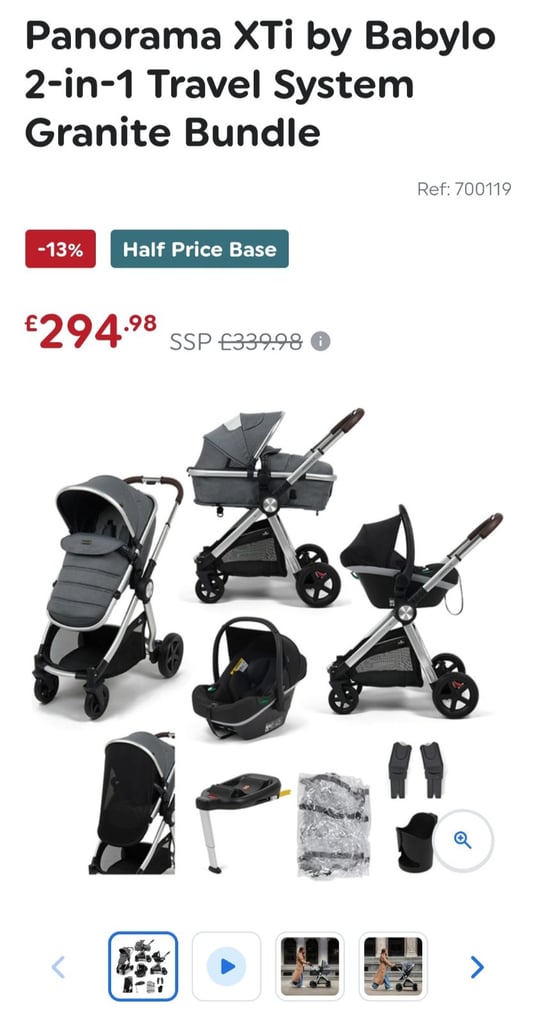 image for Panorama XTi by Babylo 2-in-1 Travel System Granite Bundle