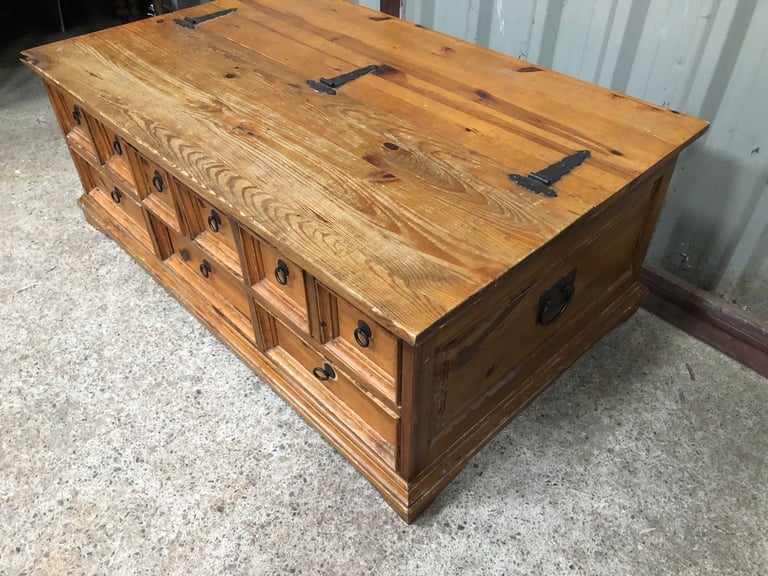 Rustic Storage Box / Coffee Table 9 Drawers, good condition