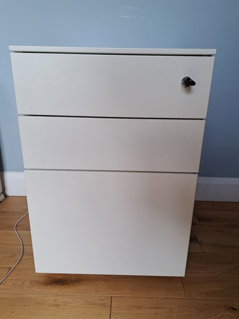 image for White metal cabinet with 3 draws
