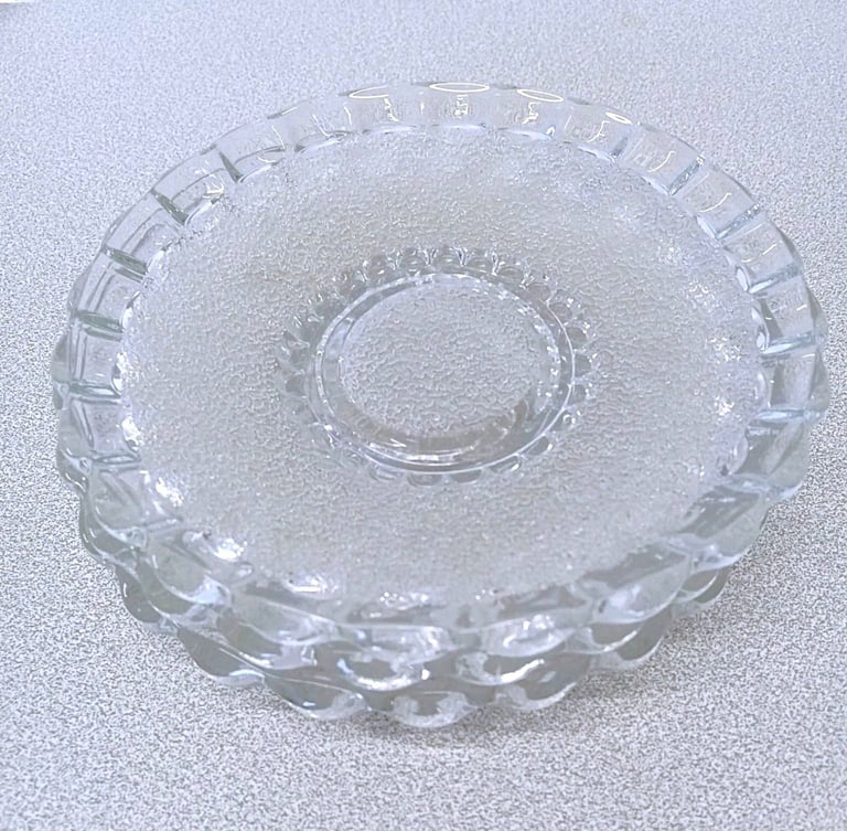 image for GLASS BEADED CAKE PLATE SET  REALLY NICE IN PERFECT CONDITION