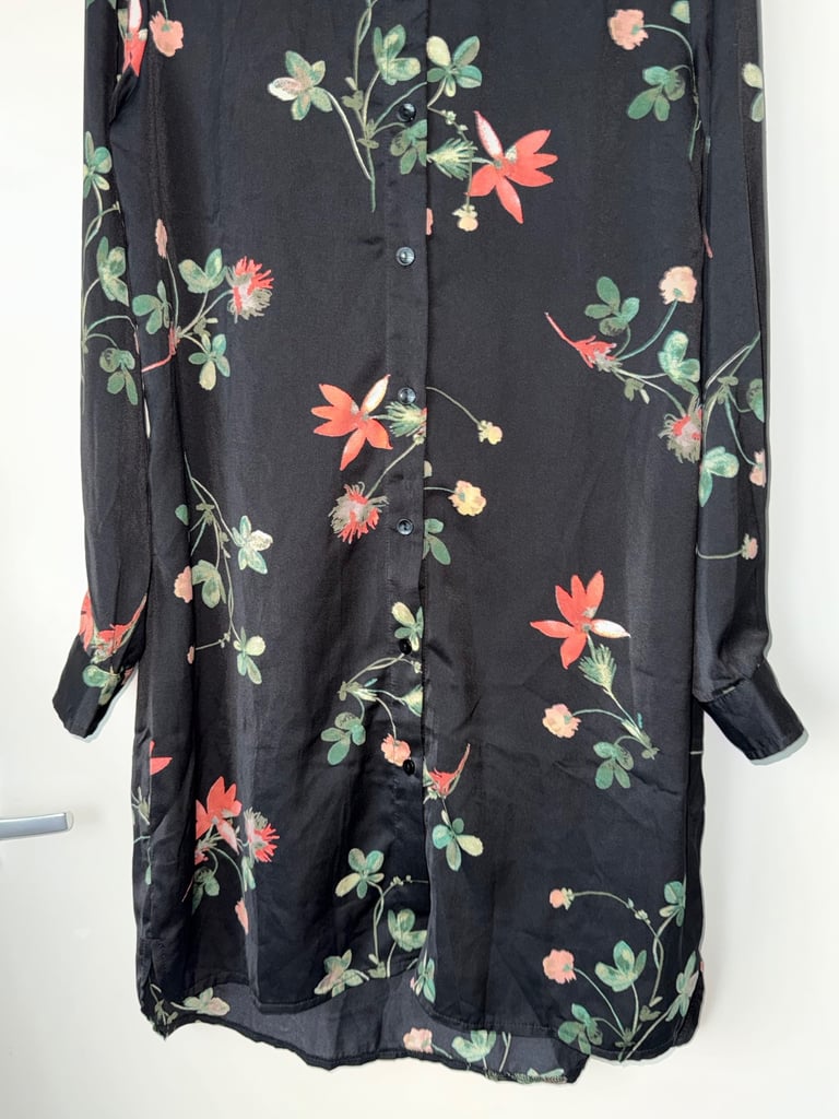 Women’s Apricot Satin Floral Shirt Dress size 10