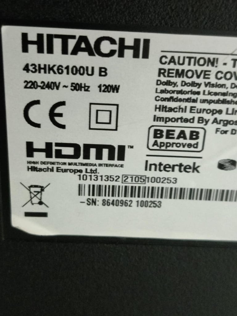Hitachi Smart TV HDR 4K Ultra HD Led 43 inches for sale 