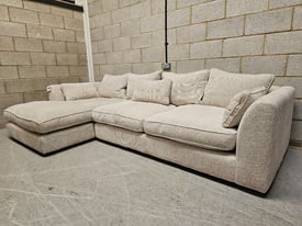 Barker & Stonehouse Harrington Large LHF Corner Chaise Sofa In Tabby Natural Fabric RRP-£2499