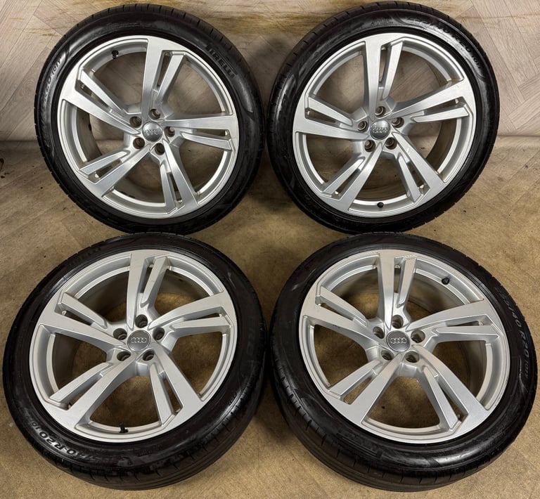 20'' GENUINE AUDI A7 S LINE 5 DOUBLE SPOKE A8 ALLOY WHEELS ALLOYS TYRES 5X112