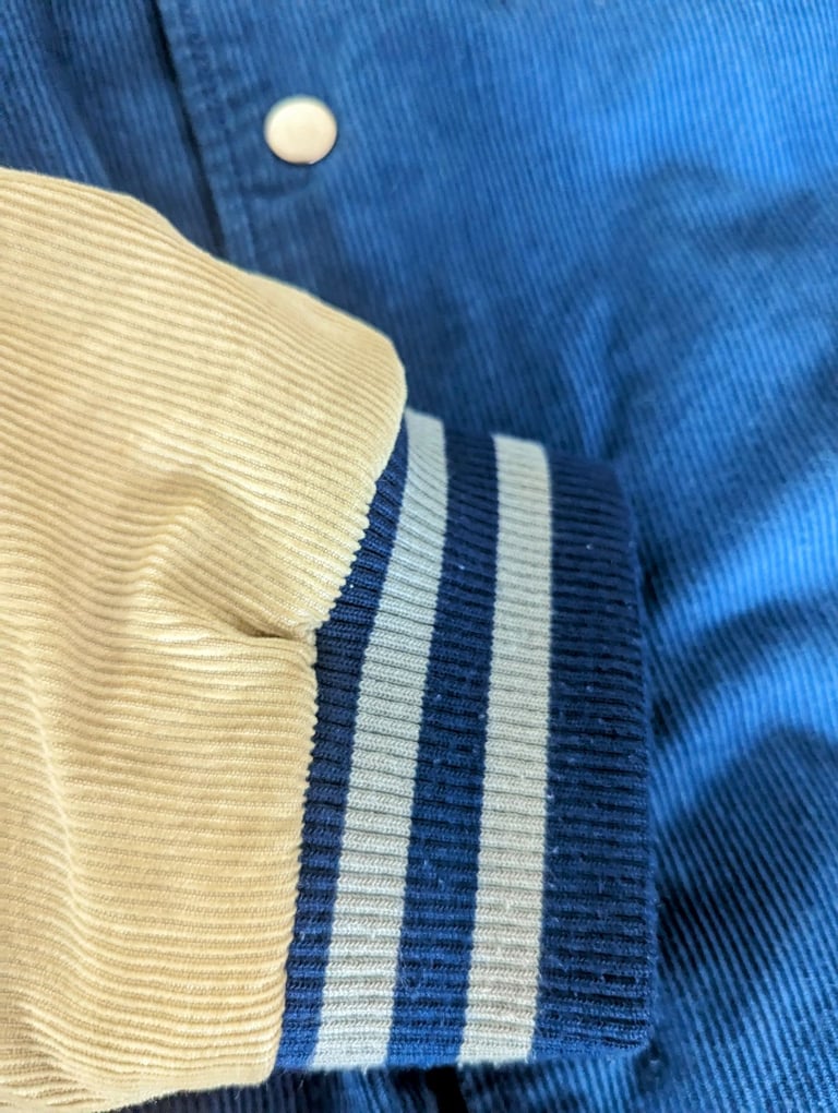BDG Cobalt Corduroy Varsity Jacket - blue and beige