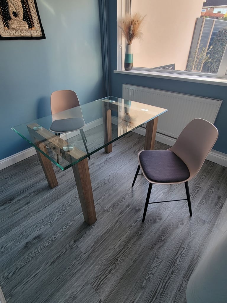 image for Glass Dining table and 2 chairs 