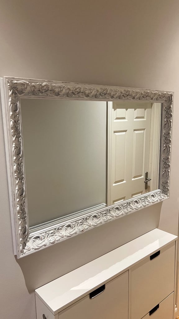 Spanish Distressed Wood Frame Wall Mirror, White, Excellent condition!