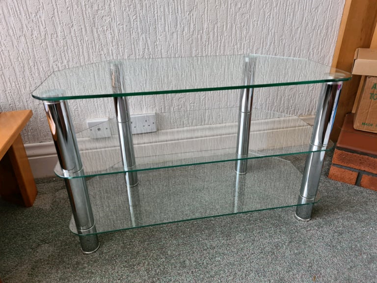 Clear glass TV table