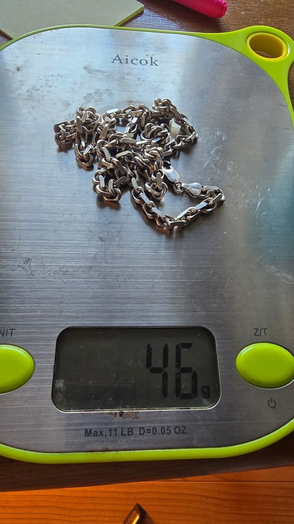 Men's Solid 925 Sterling Silver Curb Chain Necklace ( 46 grams in weight )