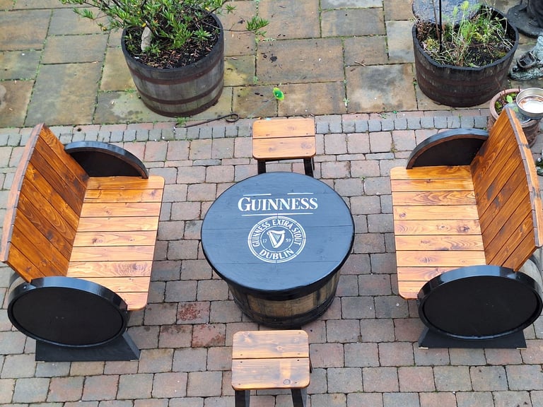 image for Oak barrel garden furniture for garden patio bar mancave 