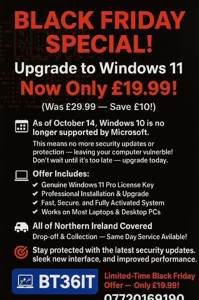 🖤 BLACK FRIDAY SPECIAL! 🚀 Upgrade to Windows 11 — Now Only £19.99! 