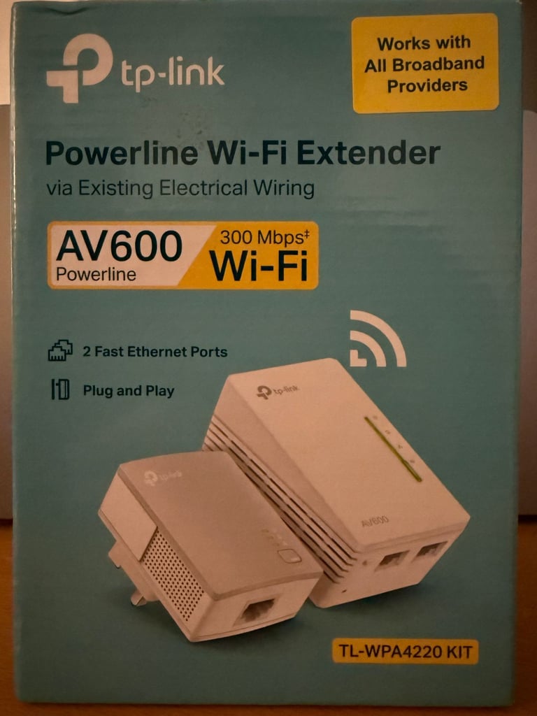 image for TP-LINK WPA4220 WiFi Powerline Adapter Kit - AV600, Twin Pack
