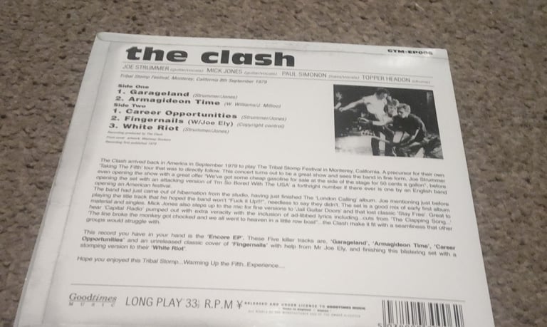 The clash tribal stomp the encore ep Black vinyl 7 inch single mint 