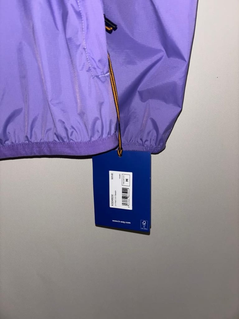 Men's K-Way Claude Jacket in Lilac. Medium. BNWT. Cost £135, accept £68 ono