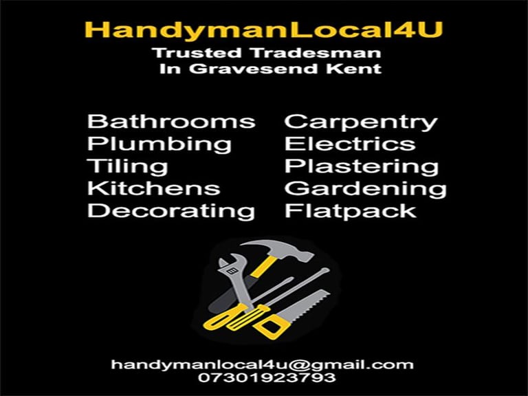 image for 🔧 Experienced Multitrade Handyman in Gravesend – first hour £60 then £40 per hour