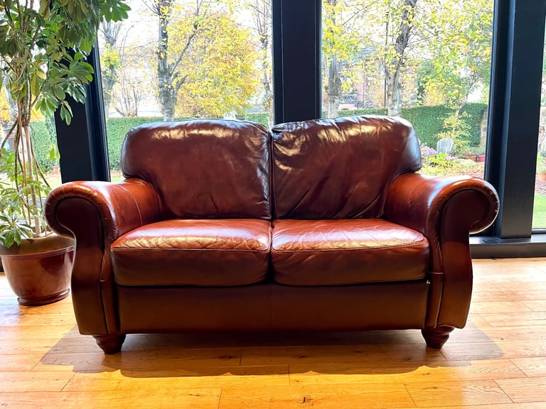 image for Leather Roll Top Sofa Couch 