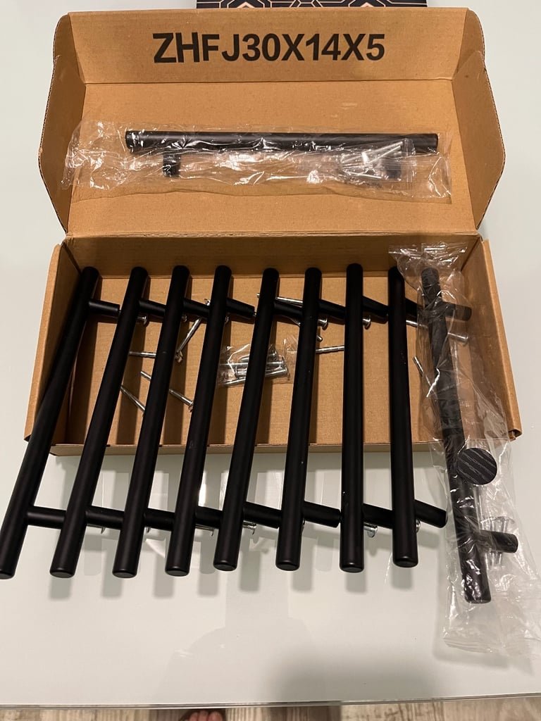 image for 10 Black metal cupboard door handles as new