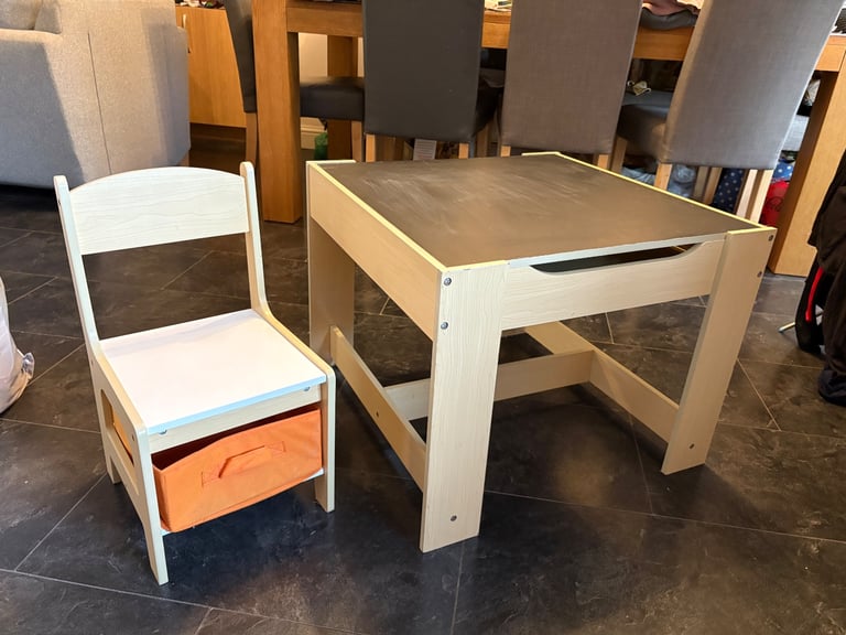 Children’s table and chair with storage