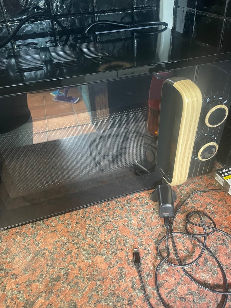 image for Asda George black and bamboo microwave 