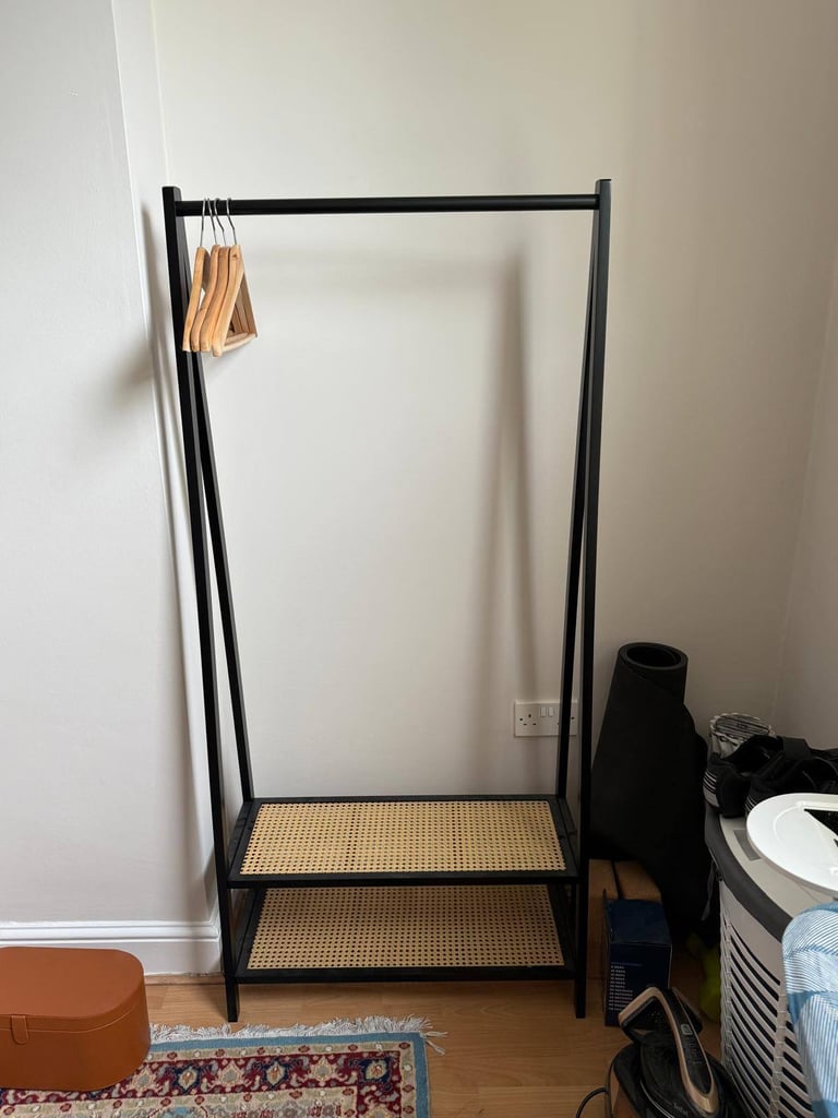 image for John Lewis Black Rattan Clothes Rail