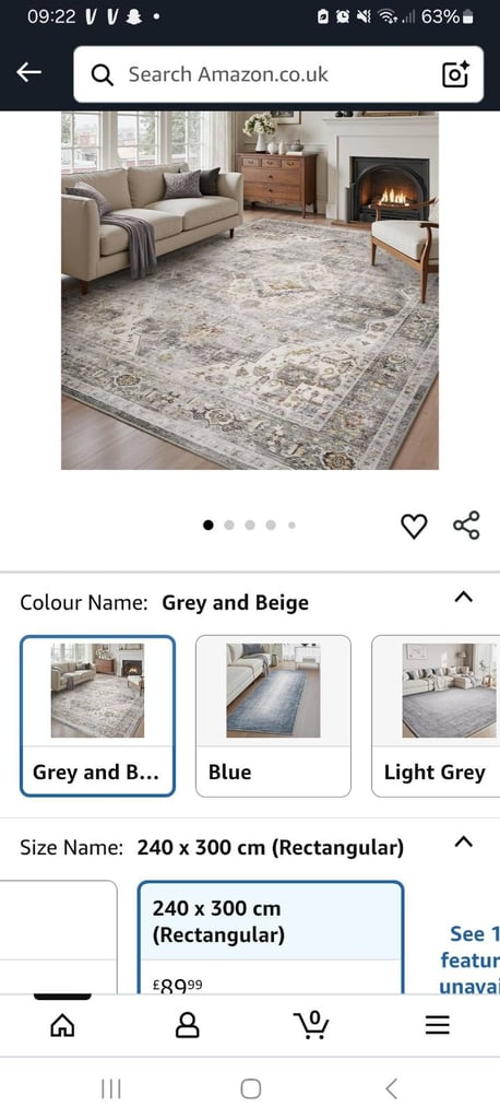 image for new grey six home 240x300cm grey beige rug £40 delivered