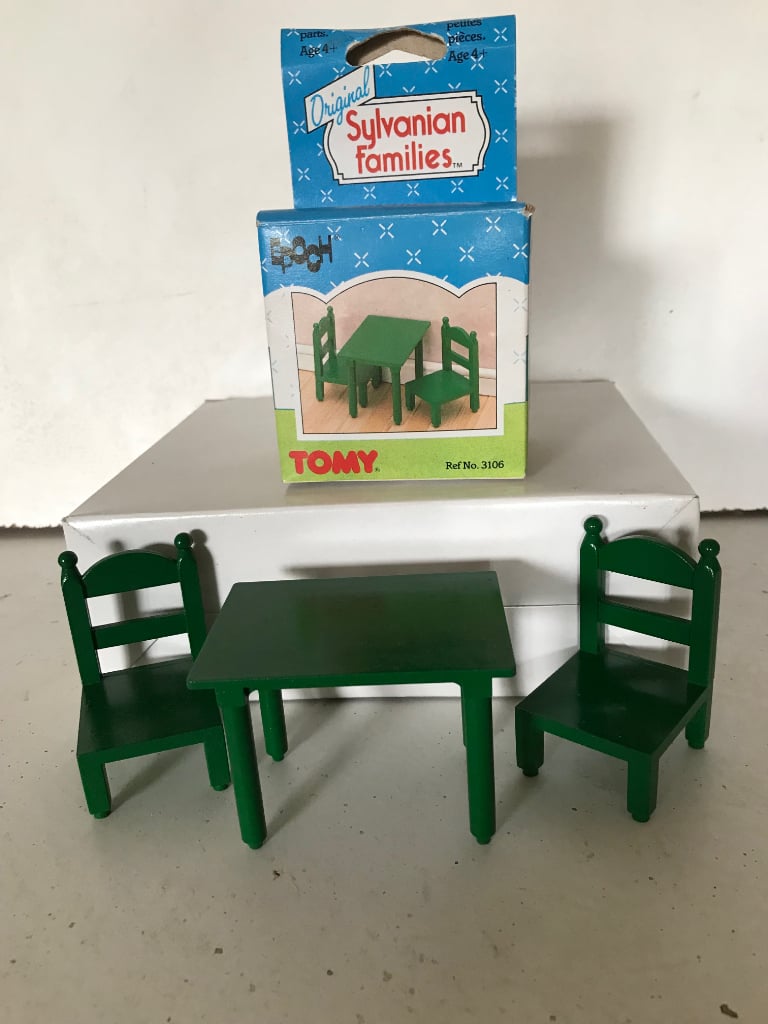 image for Sylvanian Families -Green Square Table and two chairs