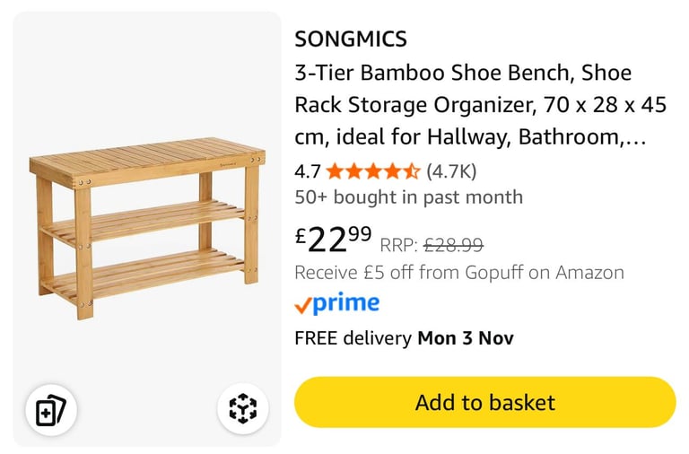 image for 3 Tier Wooden Shoe Rack - 10