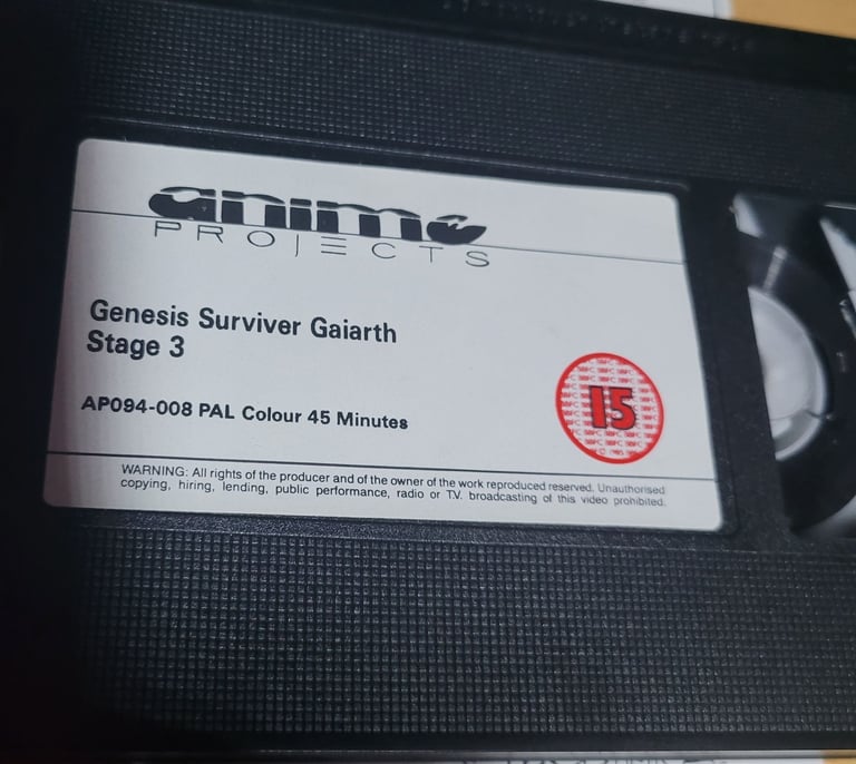 VHS genesis surviver gaiarth 3 manga K7 Vidéo Jaquette seule toei animation