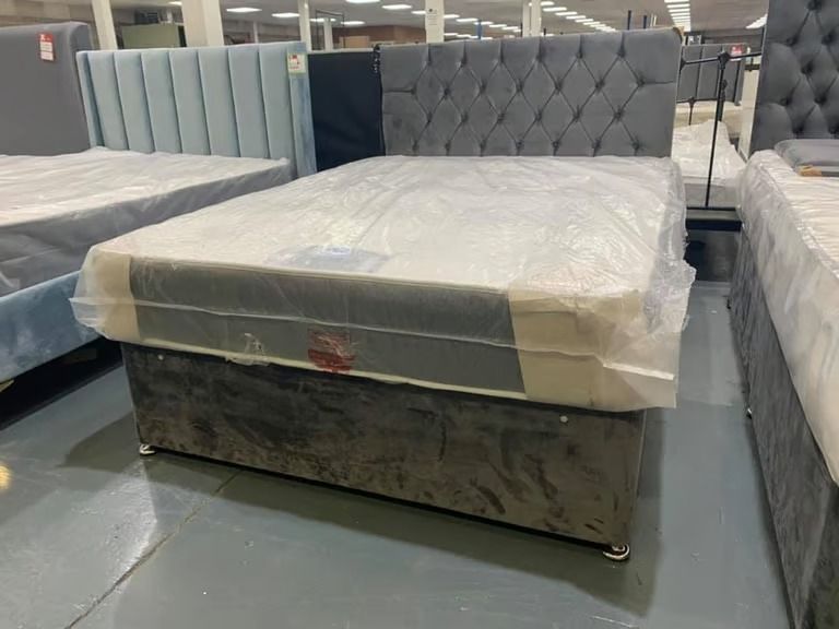 image for ** 🌷 Elegant Double Divan Bed | Plush Velvet Upholstery | Today Delivery 🌷 **