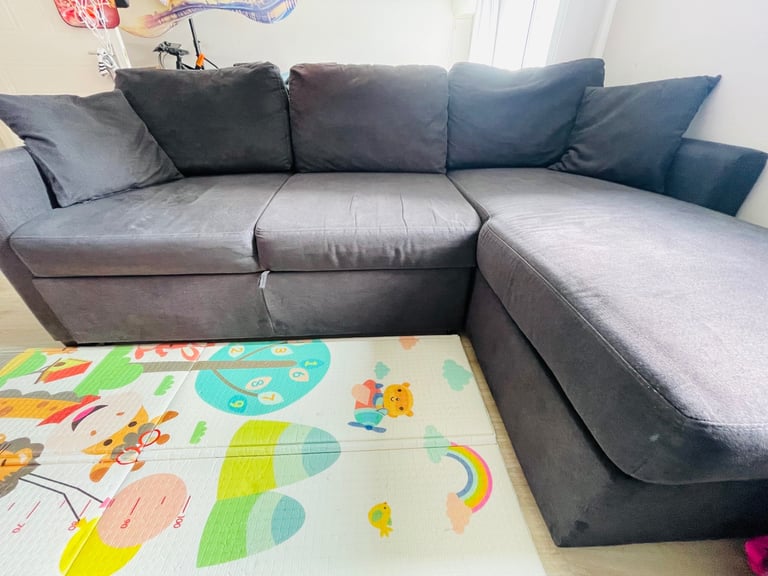 Habitat Reagan Right Hand Storage Corner Chaise Sofa Bed - Charcoal