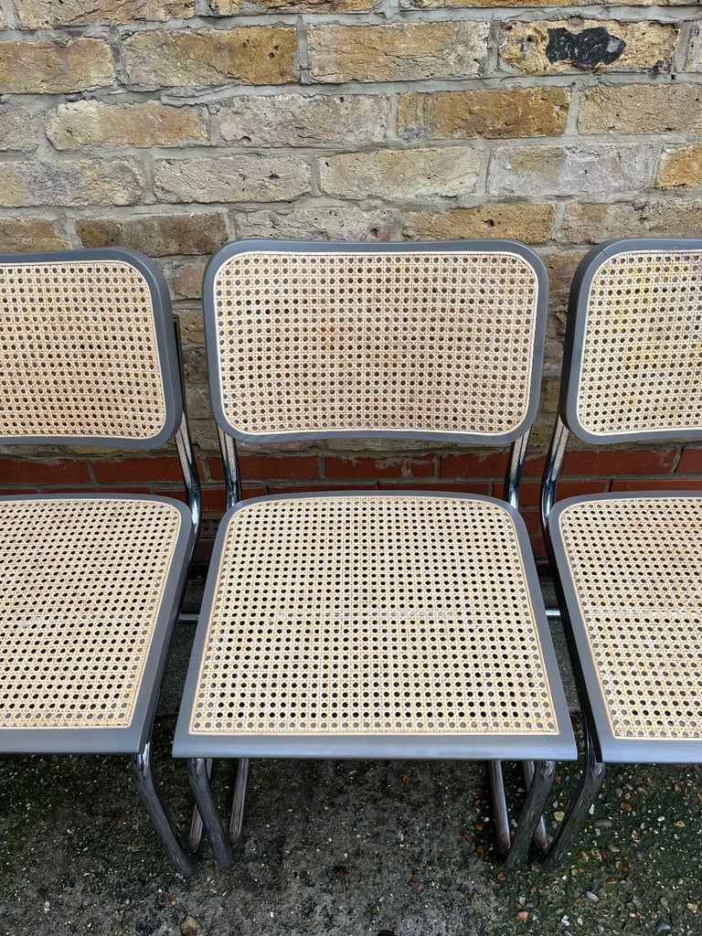 Rare Set of 4 vintage Bauhaus Marcel Breuer grey Cesca dining chairs
