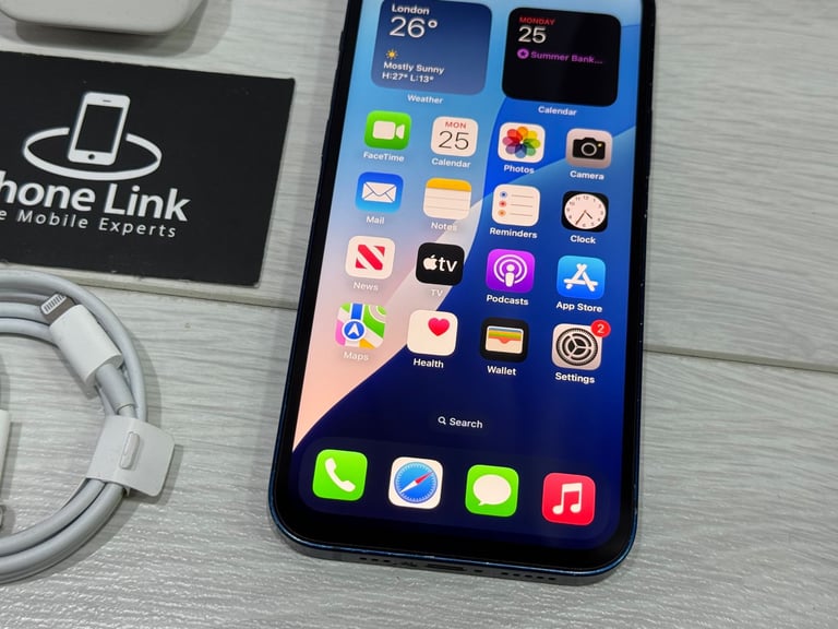 📱Blue Apple iPhone 12 64GB Unlocked All Networks 🔋 %90 + Warranty 🍎 - P962