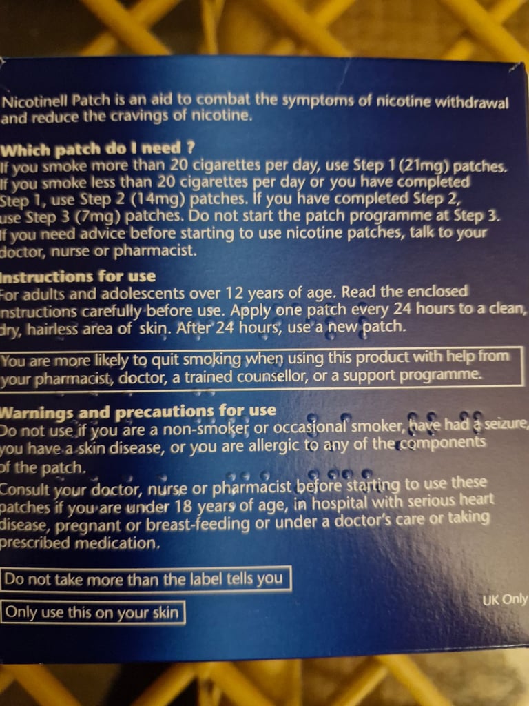 Nicotinell patches 21mg 24hr patch Step 1