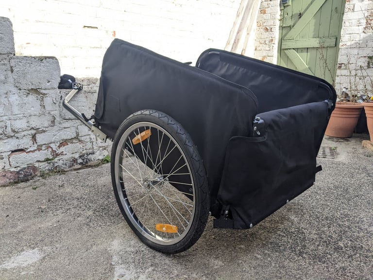 HOMCOM Bike Trailer Cargo in Steel Frame Extra Bicycle Storage Carrier with Removable Cover
