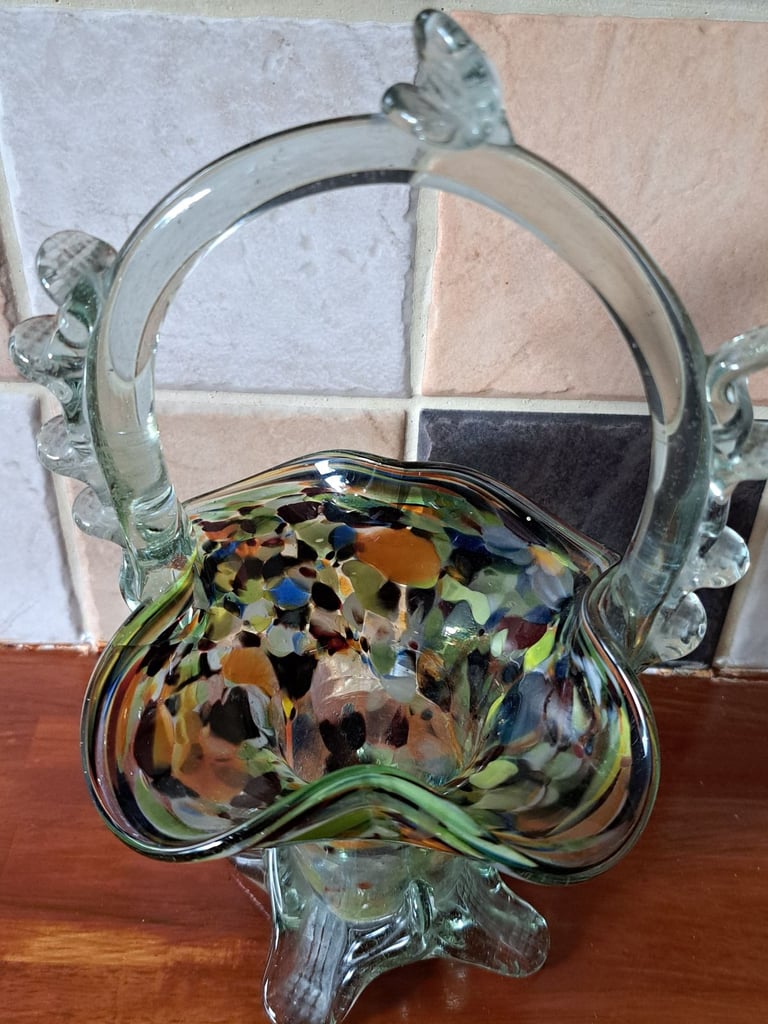 image for Vintage glass murano posy basket 
