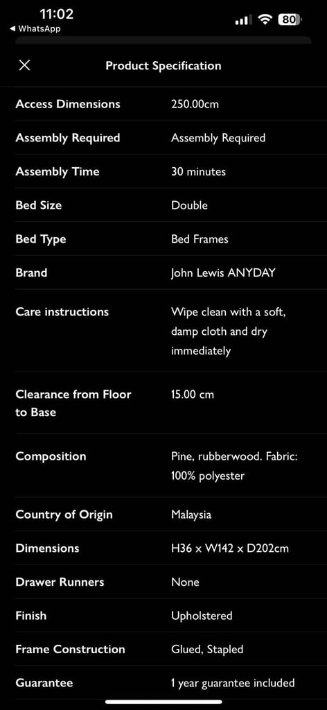 John Lewis King Size Bed Frame