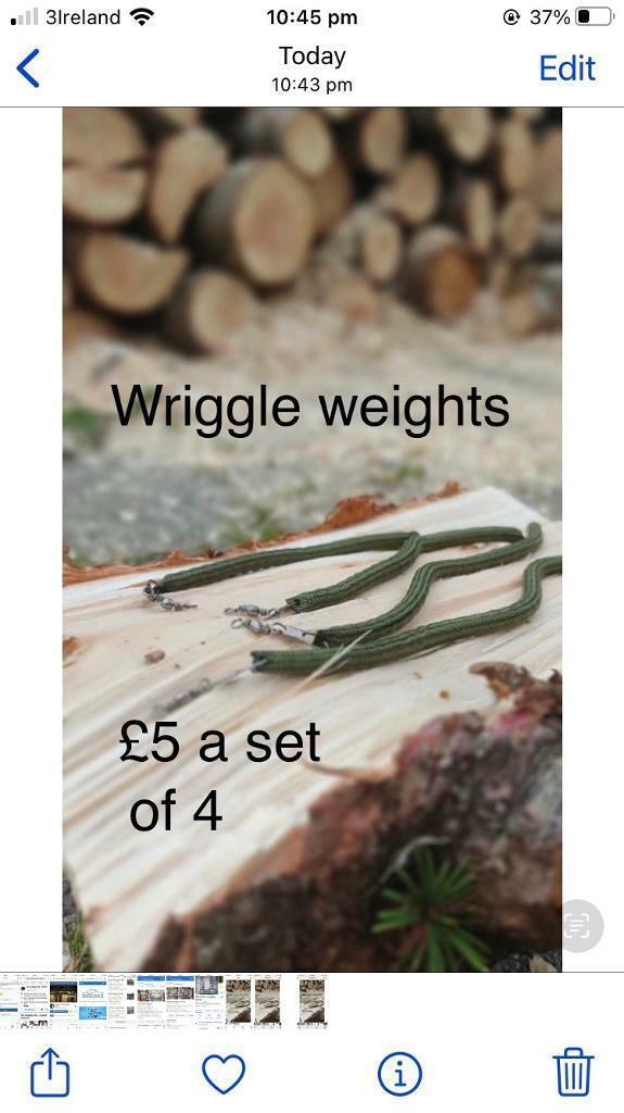 Set of 4 wriggle weights for salmon and trout river fishing