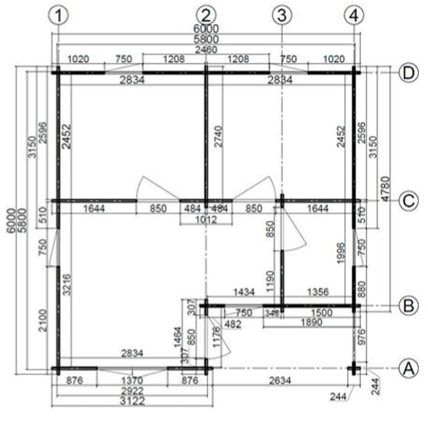 Log cabin Fay 6m x 6m. Residential log cabin, summer house, holiday home.