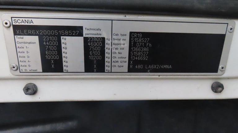2007 Scania R480 3 PEDEL OPTICRUSE 6X2 TRACKTOR UNIT