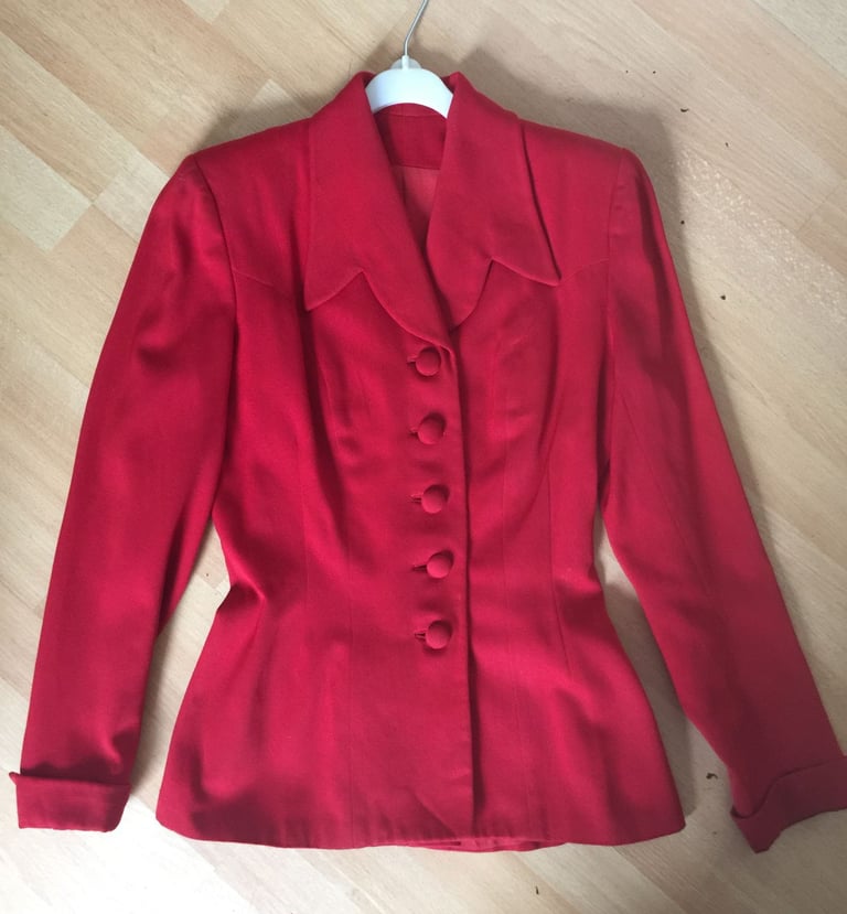 image for 1940's ORIGINAL VINTAGE RED PEPLUM JACKET!