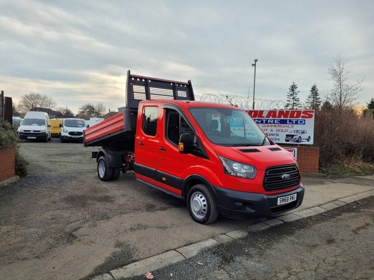 image for 2018 ON 68 PLATE FORD TRANSIT 350 TDCI RWD TRW L3HI LWB CREWCAB TIPPER ULEZ FREE