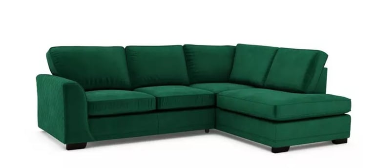 High back green velvet sofa brand new