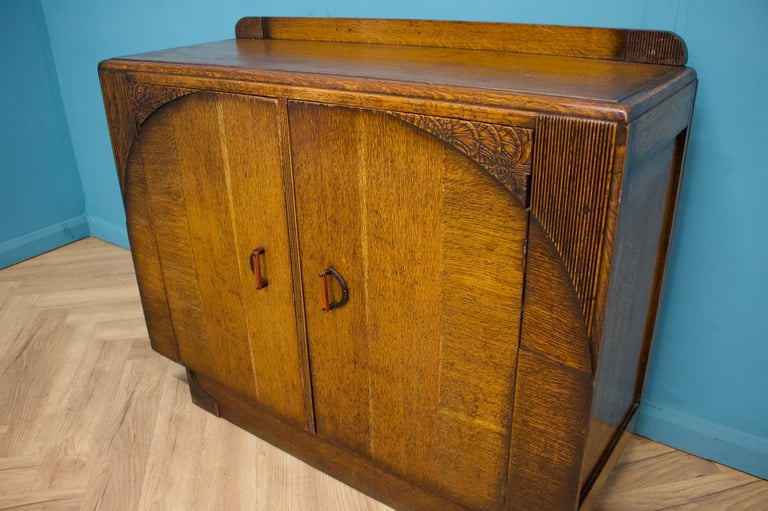 vintage art deco 1940s oak sideboard