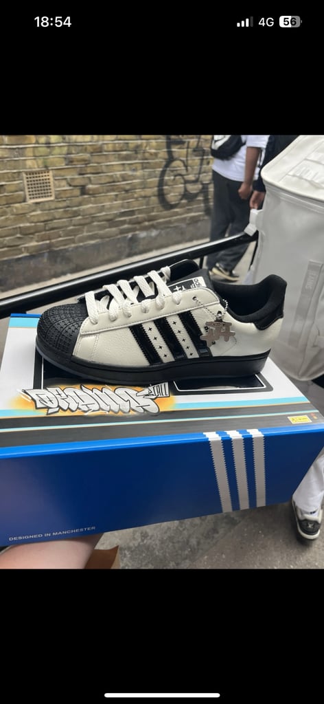 image for Adidas Drama Call Superstar II Black And White Stripes Size UK 10 US 10.5 