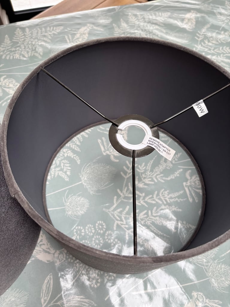 2 x John Lewis grey velour lampshade 