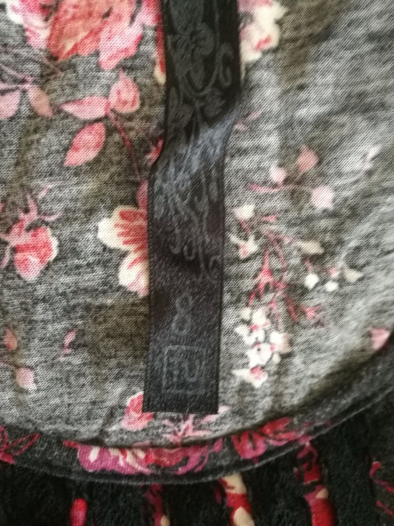 Black, red floral top 8