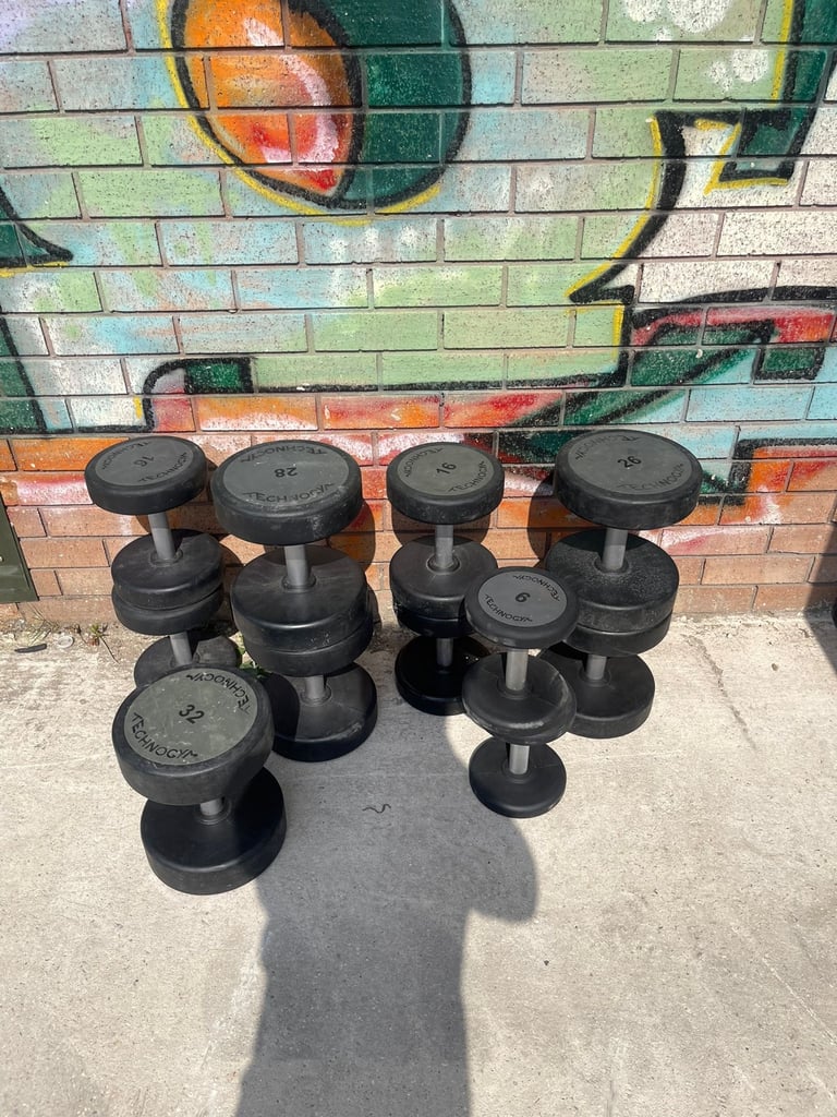 Technogym Urethane Dumbbells Set   With Rack / Individual   Price £3 a kg  Available  4-48kgs 