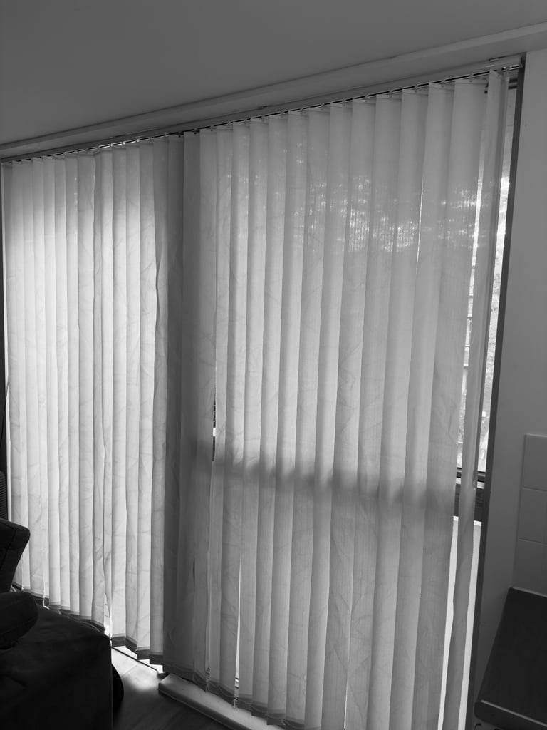 Large White Daylight Vertical Blinds 224cm width x 229cm drop cordless