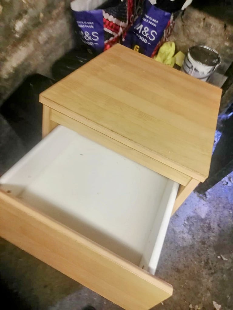 WOODEN BEDSIDE TABLE - TWO DRAWER