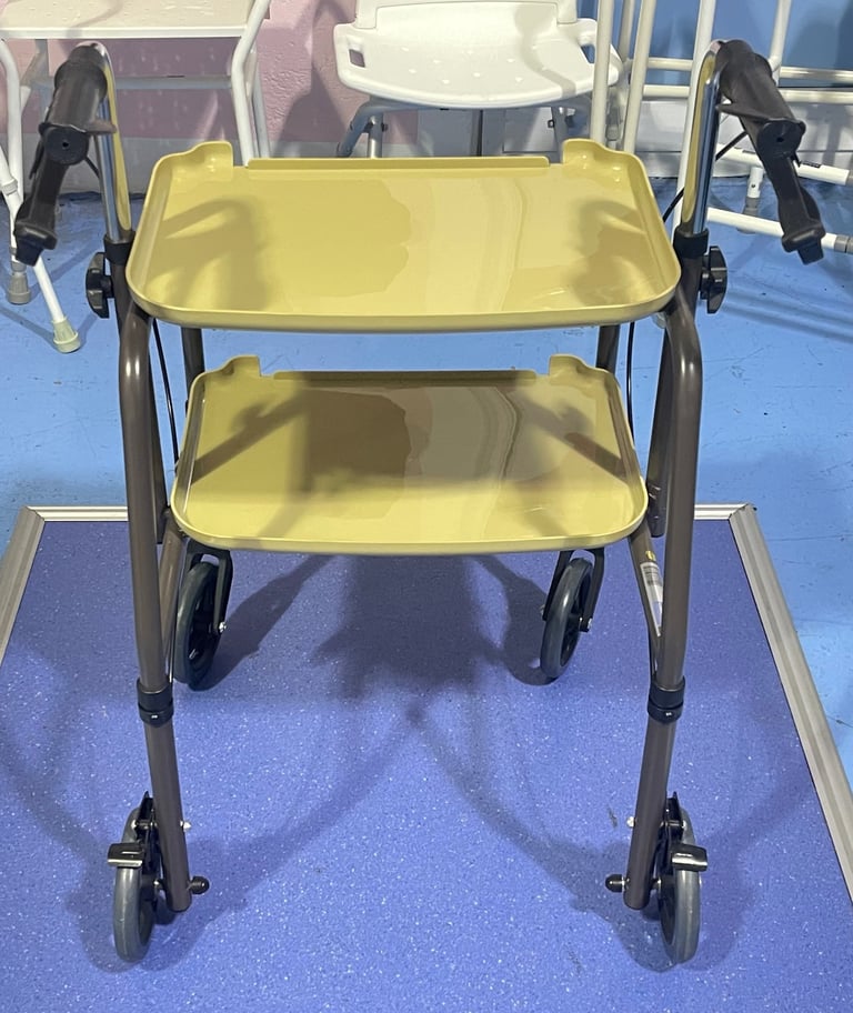Two Tier Trolley Helper Trolley with Brakes on Push Handles
